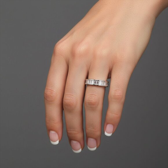 88 Channel Set Diamond Eternity Band in 18k White Gold  Heirloom Diamond 18K White Gold Eternity Ring